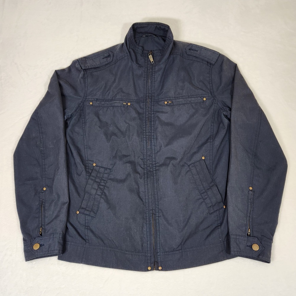 Diesel Mens Military Jacket Navy Blue Full Zip Utility Field Coat Medium